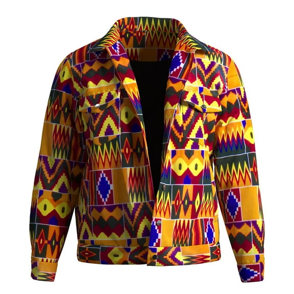 Bintarealwax African Clothes Men's Winter Jacket Thick Thermal Cotton Warm Lined Windproof Coat Lapel Work Jackets Pockets WYN2229