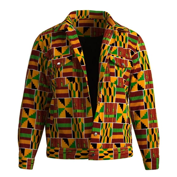 Bintarealwax African Clothes Men's Winter Jacket Thick Thermal Cotton Warm Lined Windproof Coat Lapel Work Jackets Pockets WYN2229