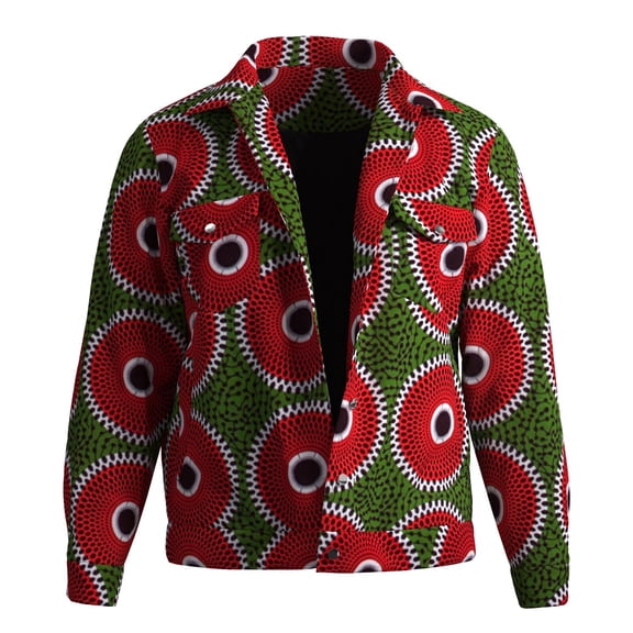 Bintarealwax African Clothes Men's Winter Jacket Thick Thermal Cotton Warm Lined Windproof Coat Lapel Work Jackets Pockets WYN2229