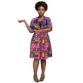 thumbnail image 1 of Bintarealwax African Clothes for Women Short Sleeve One button dresss Bazin Riche African Print Clothing Lady African windbreaker WY10358, 1 of 5