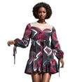 thumbnail image 1 of Bintarealwax African Dress for Women Elegant Crewneck Long Sleeve Ladies Dashiki Printing Dress with Waistband, 1 of 5