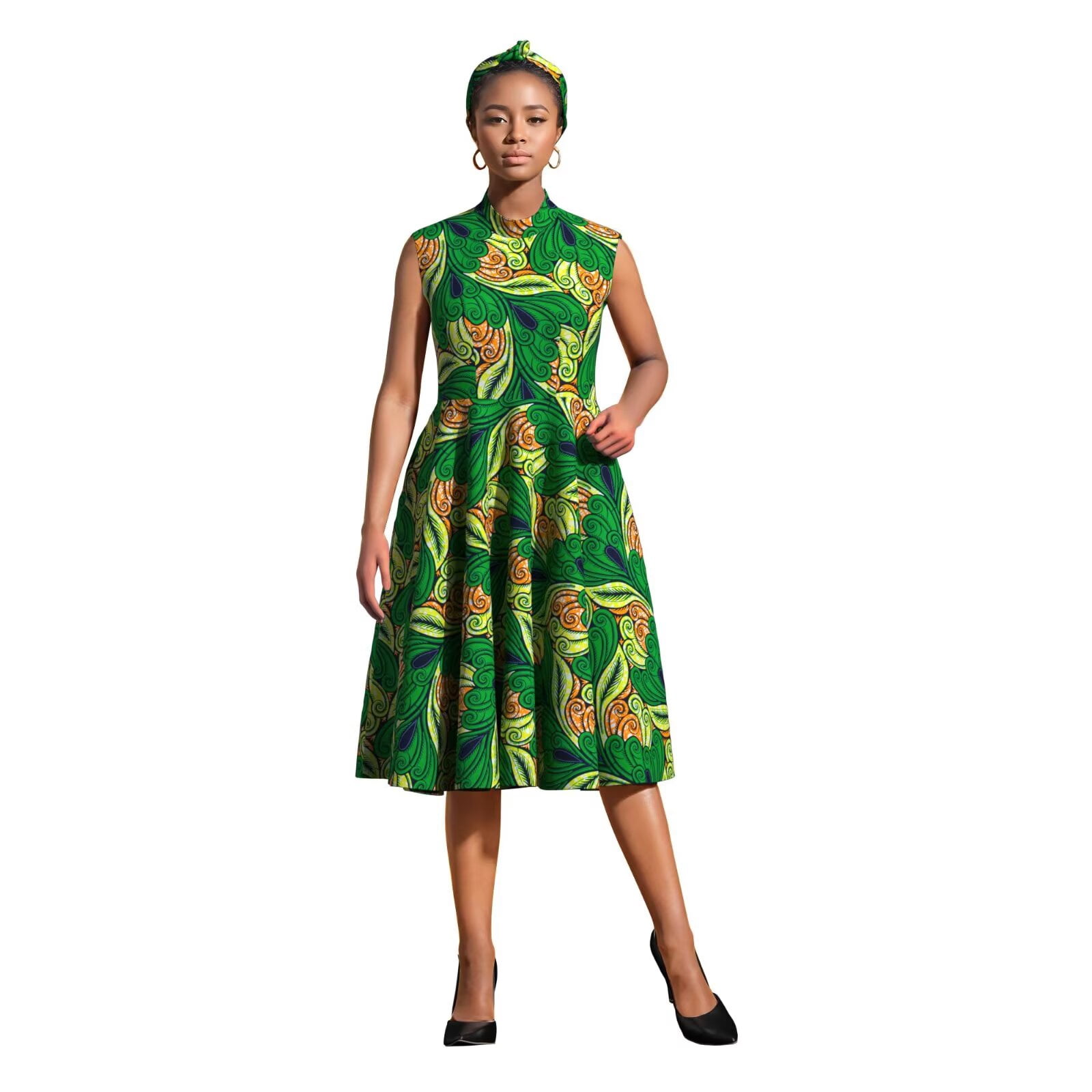 knee length dresses for ladies Ankara waist line dress main image 0