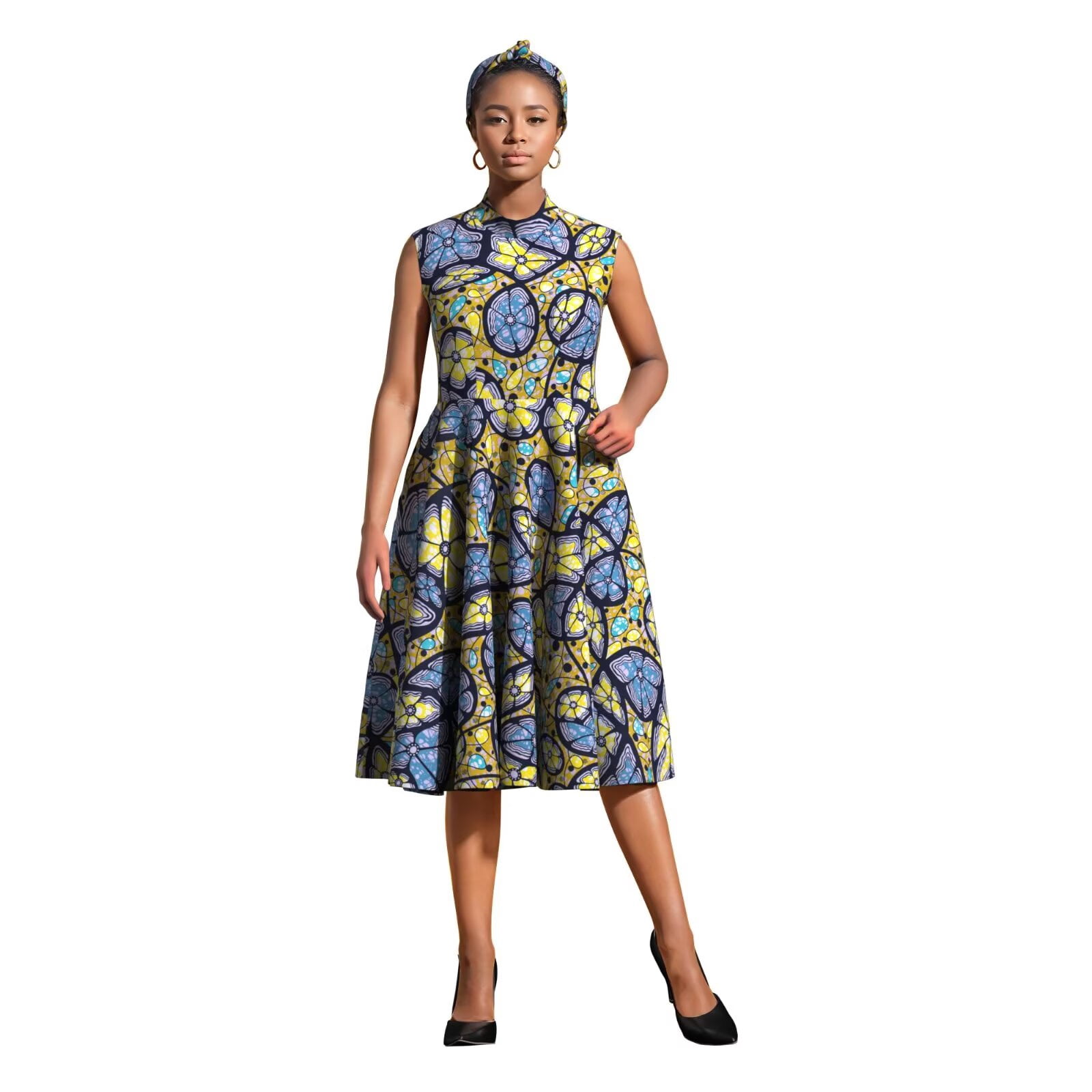 chinese dress ladies XIAOHUAGUA African Print Dresses for Women Elegant High Waist A-line Ankara  Dresses with Lace African Clothing at Amazon Women's Clothing store main image 1