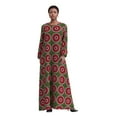 thumbnail image 1 of Bintarealwax African Dresses for Women Traditional Kente Clothes Long Sleeves Dashiki Dress with Adjustable Belt, 1 of 3