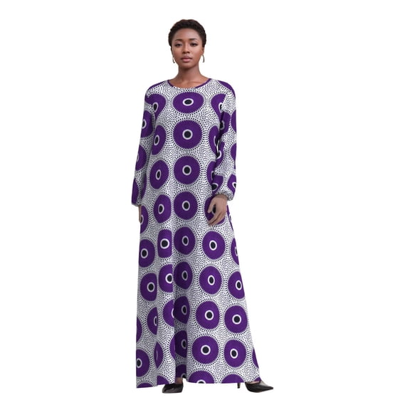 Bintarealwax African Dresses for Women Traditional Kente Clothes Long Sleeves Dashiki Dress with Adjustable Belt