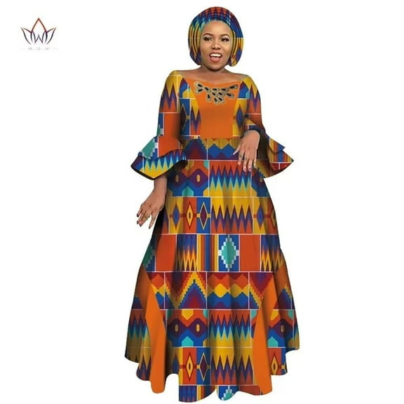 Bintarealwax African Long Sleeve Dresses for Women Party Wedding Casual Date Dashiki Women Dresses African Dresses for Women WY3819
