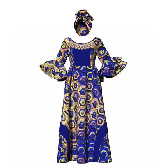 BintaRealWax African Long Sleeve Dresses for Women Party Wedding Casual Date Dashiki African Dresses for Women Y3819