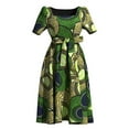 thumbnail image 1 of Bintarealwax African Print Short Sleeve Dress Ankara Plus Size Colorful Bright Casual Party Dress with Belt, 1 of 3