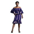 thumbnail image 1 of Bintarealwax African Two Piece Skirt Set for Women Kente Print Bodycon Off Shoulder Smocked Top and Skirts Outfits, 1 of 5