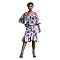 thumbnail image 1 of Bintarealwax African Two Piece Skirt Set for Women Kente Print Bodycon Off Shoulder Smocked Top and Skirts Outfits, 1 of 5
