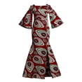 thumbnail image 1 of Bintarealwax African Women 3/4sleeve Dresses Ankara Print High Slip Elegant Plus Size Dashiki Outfits Party Wedding Maxi Dresses WYL129, 1 of 5