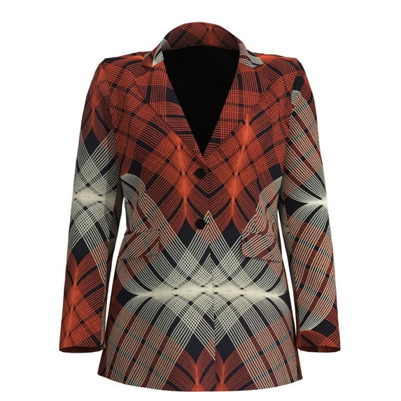 Bintarealwax African Women Blazer Suit Ankara Print Line Jacket Coat for Women Lady 2 Buttons Long Sleeve Blazer Office Lady Clothing WY10939