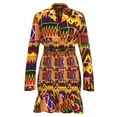 thumbnail image 1 of Bintarealwax African Women's Bodycon Dress V Neck Shirt Dress Elasticated Ankara Dresses African Print Strentch Long Sleeve Party Dresses WY10859, 1 of 5