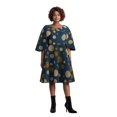thumbnail image 1 of Bintarealwax African Women's Knee Length Dress Shawl Collar Dress African Print Dress Women's Clothing WY10400, 1 of 5