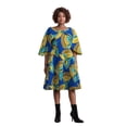thumbnail image 1 of Bintarealwax African Women's Knee Length Dress Shawl Collar Dress African Print Dress Women's Clothing WY10400, 1 of 5