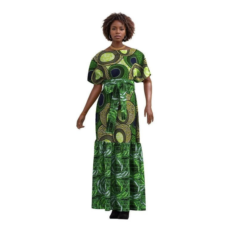 knee length dresses for ladies Fashion Printed Belt Loose Retro Short Sleeve Dress Cracker Khaki / S by Blue Zone Planet main image 1
