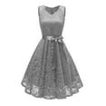 thumbnail image 1 of Bintarealwax Women Floral Lace Bridesmaid Party Dress Short Prom Dress V Neck Bow-knot Sleeveless Dresses, 1 of 4
