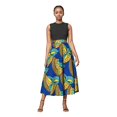 thumbnail image 1 of Bintarealwax Women's African Print Skirt High Waist Vintage A Line Ankara Pleated Midi Skirt Dashiki Clothing, 1 of 4