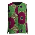 thumbnail image 1 of Bintarealwax Women's African Print Vest Sleeveless Crewneck Button Down Side Office Waistcoat Vest Outerwear WY11073, 1 of 5