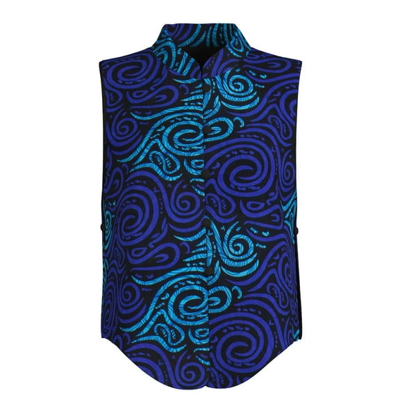 Bintarealwax Women's Summer Vest Tops Sleeveless Button Up Casual Fashion Waistcoat Vest Traditional African Clothes WY11079