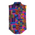 thumbnail image 1 of Bintarealwax Women's Summer Vest Tops Sleeveless Button Up Casual Fashion Waistcoat Vest Traditional African Clothes WY11079, 1 of 5
