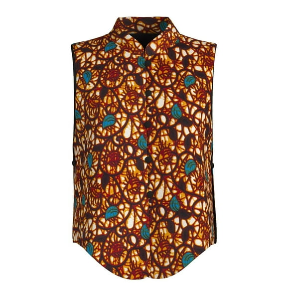 Bintarealwax Women's Summer Vest Tops Sleeveless Button Up Casual Fashion Waistcoat Vest Traditional African Clothes WY11079
