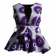 thumbnail image 1 of Bintarealwax Womens Dashiki Tops Sleeveless Summer African Printed Slim Fit Shirts Blouse Ankara Traditional Coat with Belt WY11069, 1 of 5