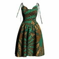 thumbnail image 1 of Bintarealwax Womens Tie Strap Dress Summer African Print Ankara Sleeveless Smocked A Line Swing Mini Dress, 1 of 4