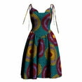 thumbnail image 1 of Bintarealwax Womens Tie Strap Dress Summer African Print Ankara Sleeveless Smocked A Line Swing Mini Dress, 1 of 4