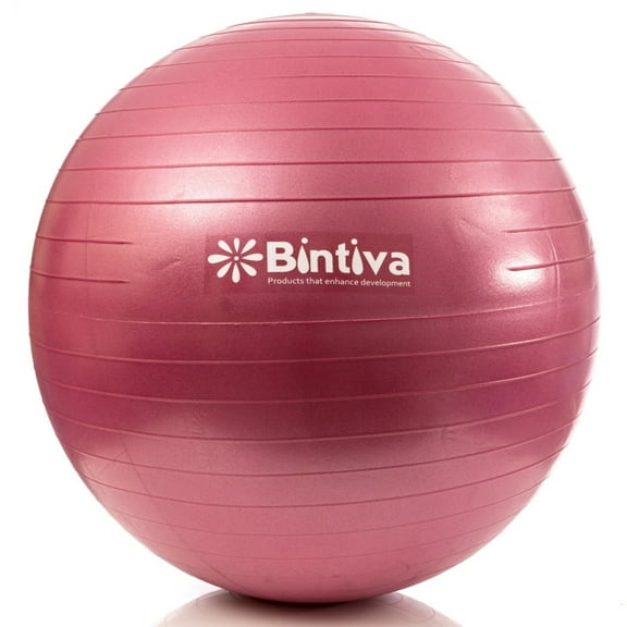 Bintiva Anti-burst Fitness Exercise Stability Yoga Ball, Including Free Foot Pump - 65cm Red
