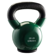 Bintiva Professional Grade, Vinyl Coated, Solid Cast Iron Kettlebells - Dark Green 25lb