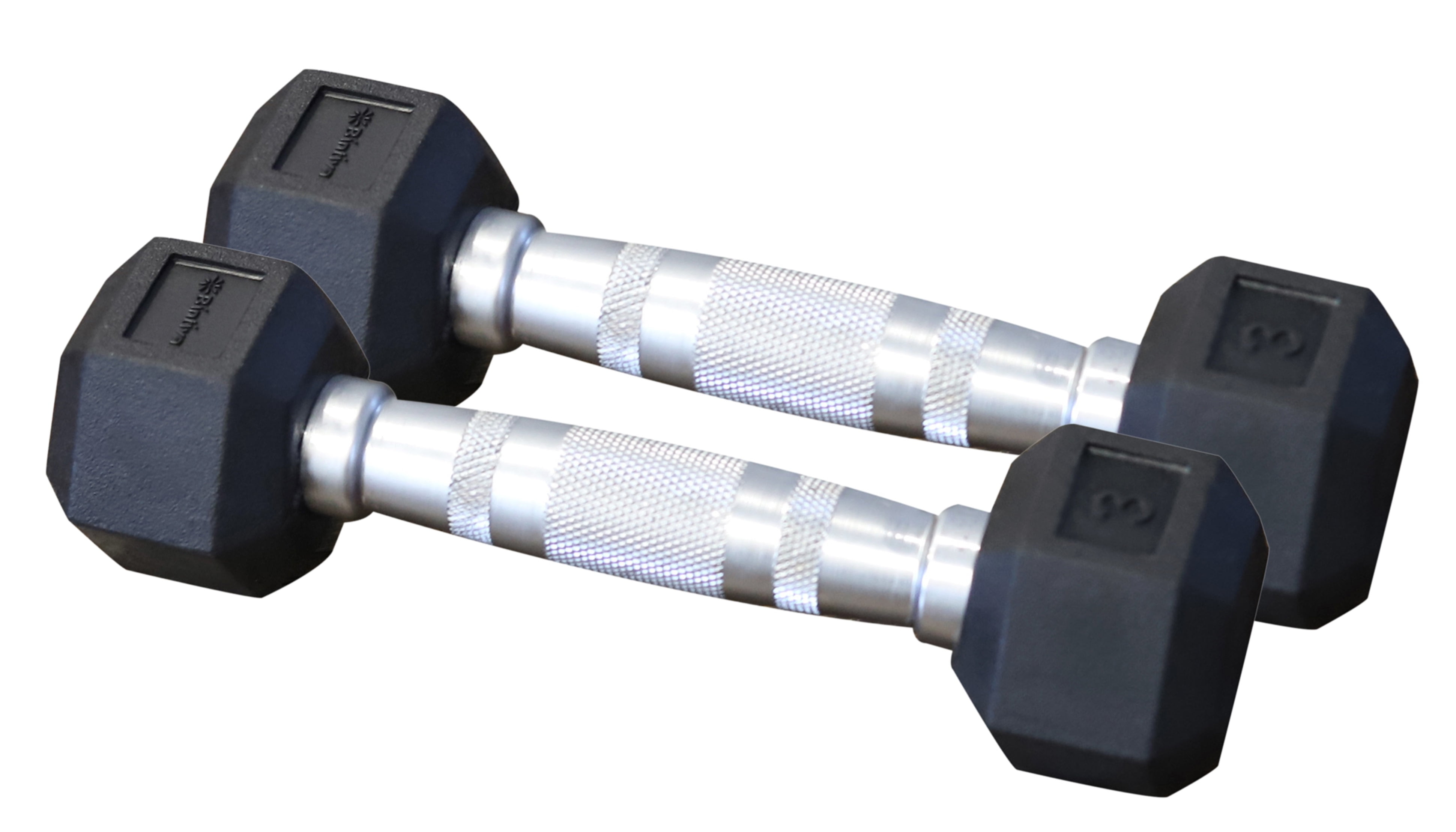 Bintiva Rubber Coated Hex Dumbbells for Men & Women, Black 3lb Pair