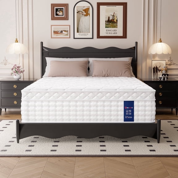 BinwinQ 12" Queen Hybrid Mattress, Gel Memory Foam with Individually Pocketed Coils, Medium Firm