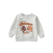 Binwwede Baby Boys Girls Pullovers, Long Sleeve Round Neck Rugby Letter Print Sweatshirts