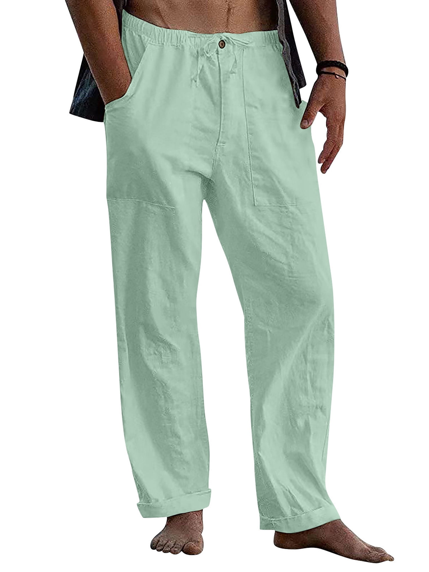 Binwwede Casual Drawstring Beach Pants in Solid Colors for Men's Summer Style