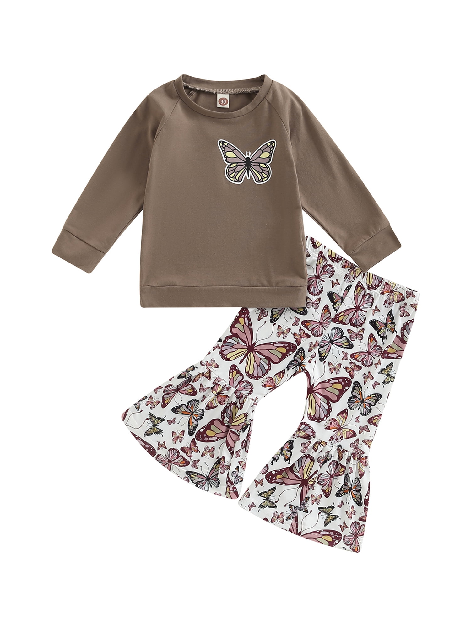 Kid Girl Butterfly Print Elasticized Leggings