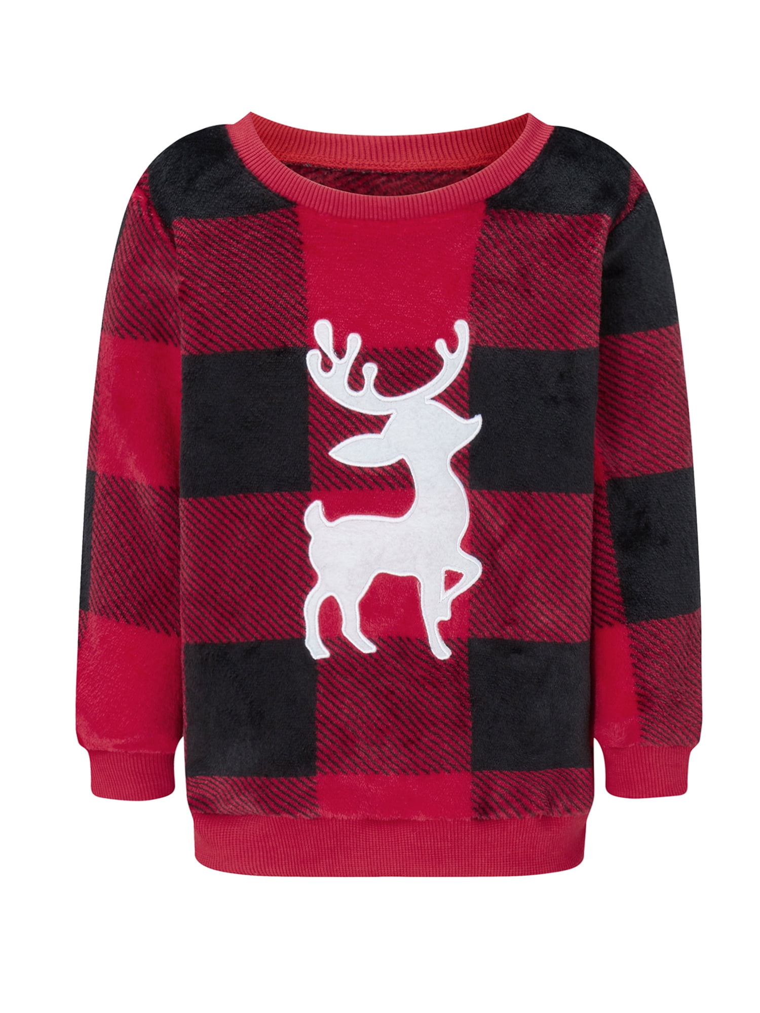 Girls Long Sleeve Reindeer Fleece Hoodie - Christmas Cabin
