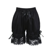 Binwwede Stylish Black Gothic Lolita Pumpkin Shorts featuring Elastic Band and Lace Floral Design for Women
