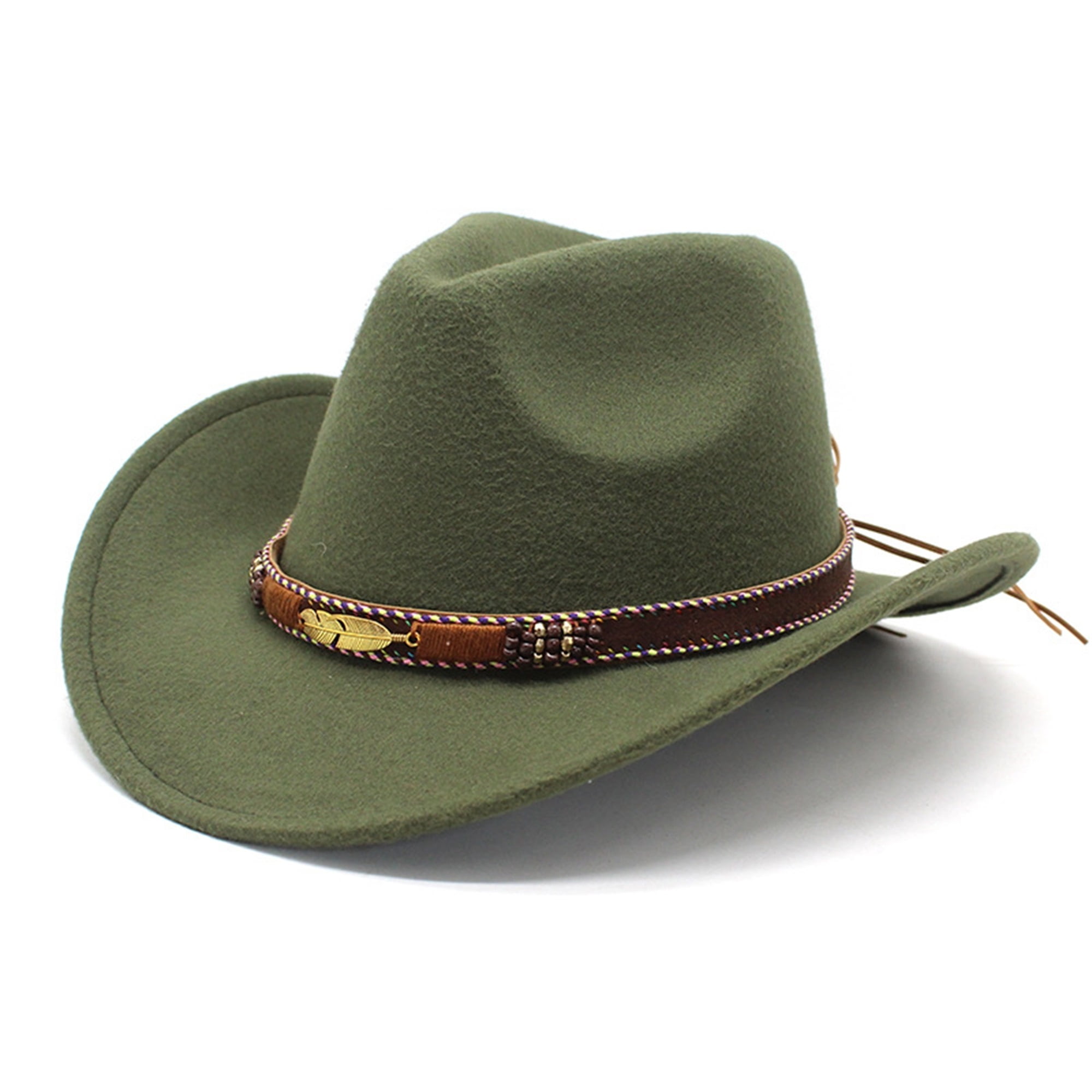 Binwwede Wide Brim Floppy Hat Western Hat Wool Felt Bowler Cap Classic ...
