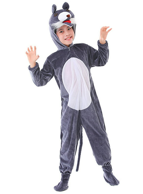 Binwwede Wolf Costume for Adult Kids Werewolf Costume Animal Jumpsuit
