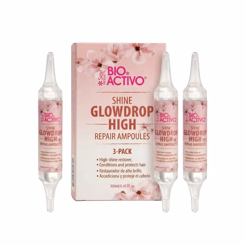 Bio Activo GlowDrop High Shine Hair Conditioner Treatment – 3 Pack Dominican Ampoules for Intense Shine & Frizz Control | High-Gloss Finish, Lightweight Hair Repair Treatment