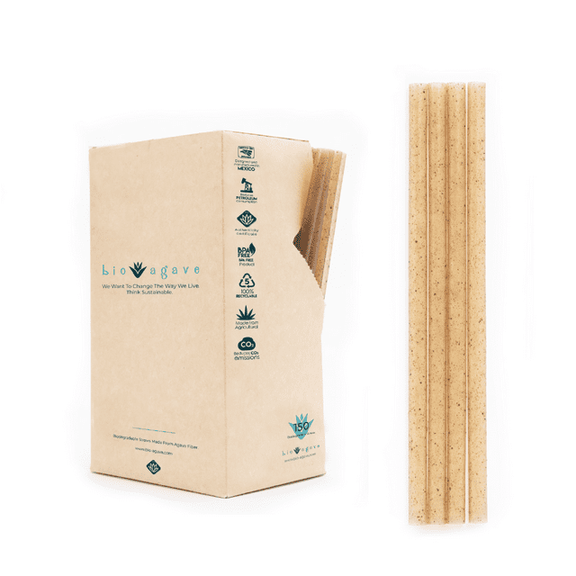 Bio Agave 150 Pack Biodegradable 5.9" Cocktail Straws Made From Agave