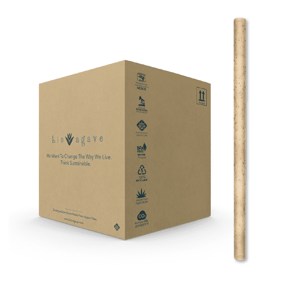 Bio Agave - 2400 Pack Biodegradable 8 1/4" Standard Straws Made From Agave Fibers | Plant Based Eco Friendly Products | Drinking Straws | Reusable Straws