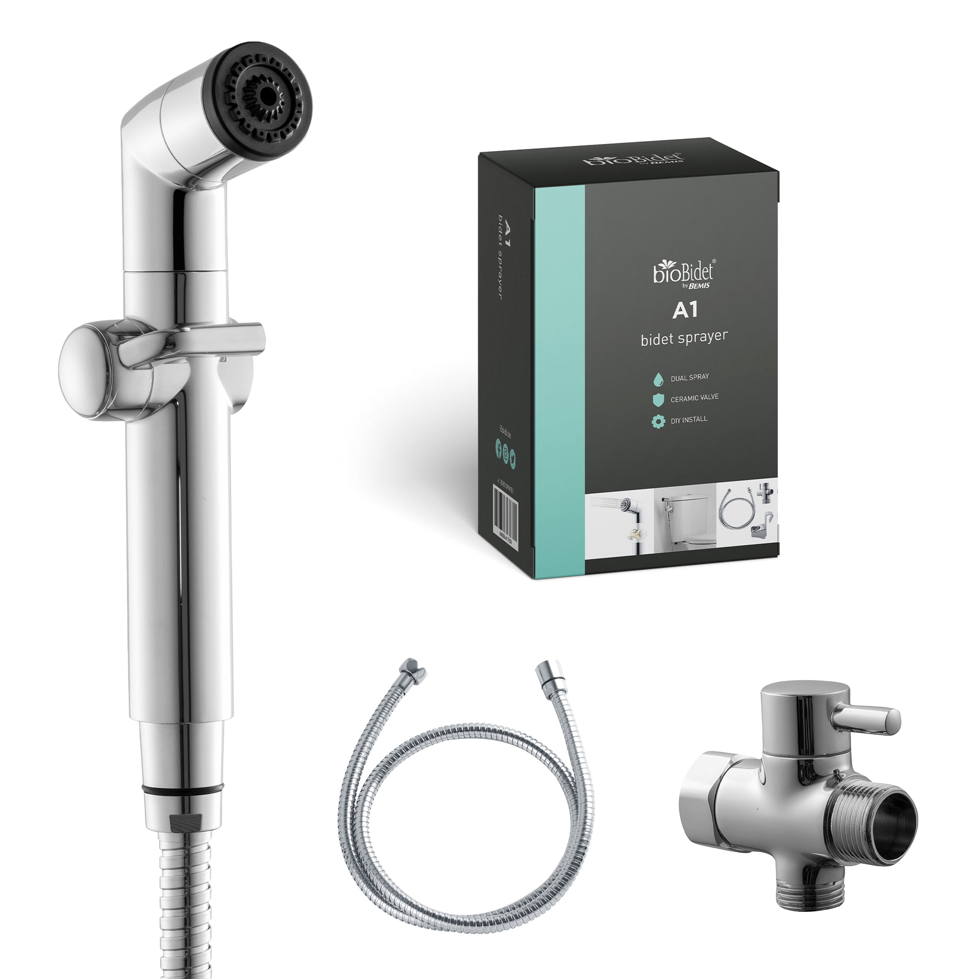 Chrome Handheld Bidet Sprayer with Stainless Steel Hose
