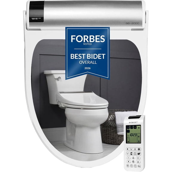 Bio Bidet BB-2000 Bidet Toilet Seat Bundle with Heated Seat, Night Light, Slow Close Lid, Elongated