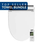 Bio Bidet BB-2000 Bidet Toilet Seat Bundle with Warm Water with Air Dryer, Heated Seat with Sensor and Slow Close Lid, Night Light, Remote Control - Elongated