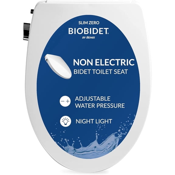 Bio Bidet By Bemis 7MSLIMZEROR 000 SlimZero Round Bidet Toilet Seat. Dual Nozzles, Night Light, Slow Closing