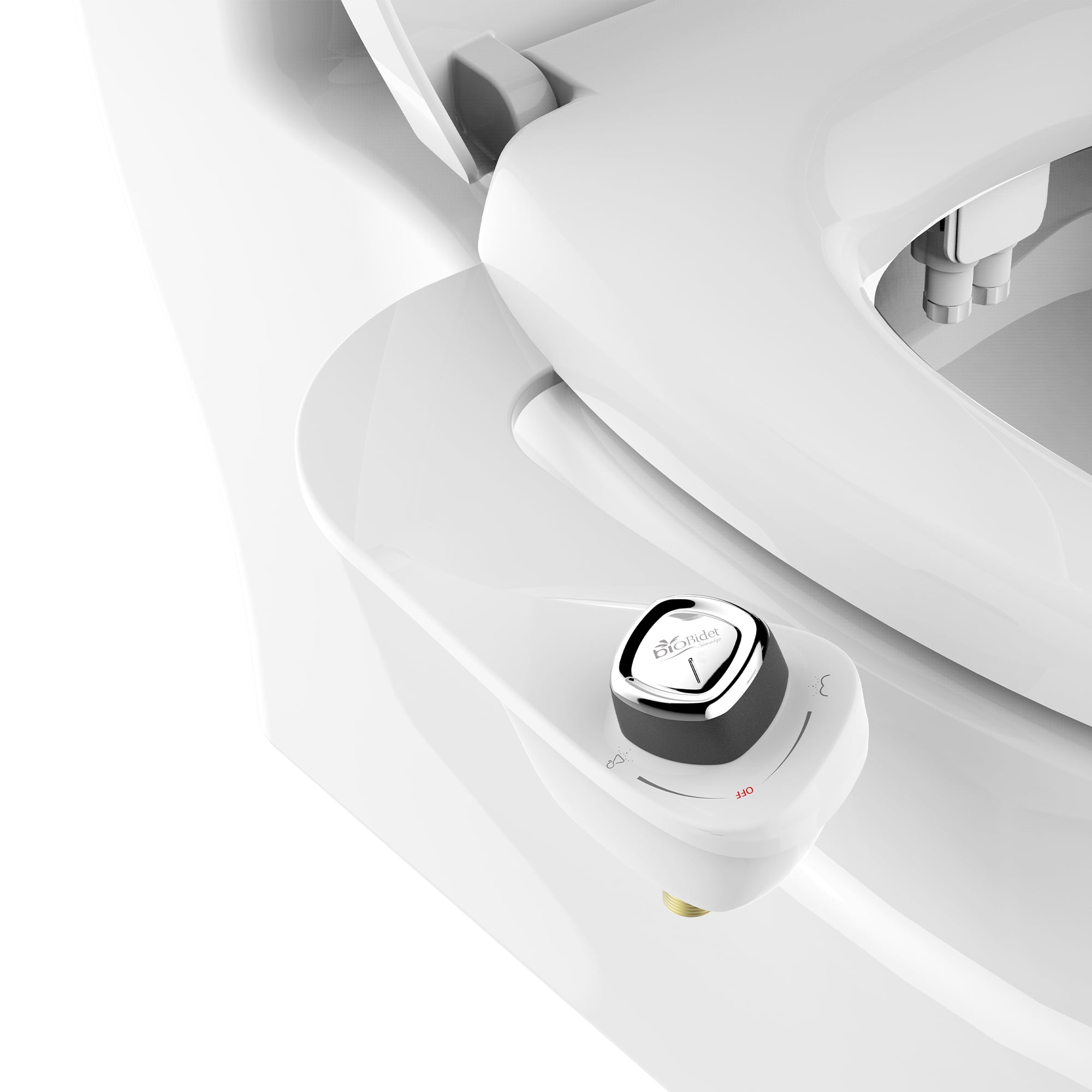 Slim White Non-Electric Dual Nozzle Bidet Attachment