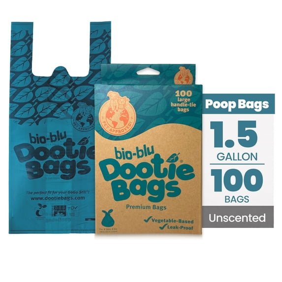 GoGo Stik Bio-Blu Dootie Bags, Disposable, Leakproof, Durable, Biodegradable, 100 Count
