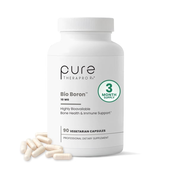 Pure TheraPro Rx Bio Boron 10mg, 3 Months Supply - Bororganic Glycine Boron for Men & Women - Premium Formula for Bone Health, Joint Flexibility, Cardiovascular Function & Immunity Support